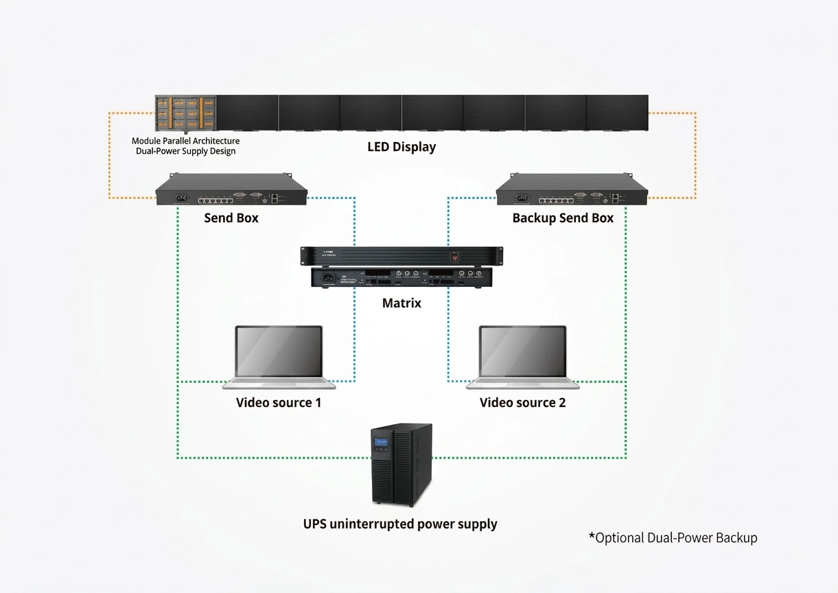 Dual Power & Signal Backup System for Reliable LED Display Performance